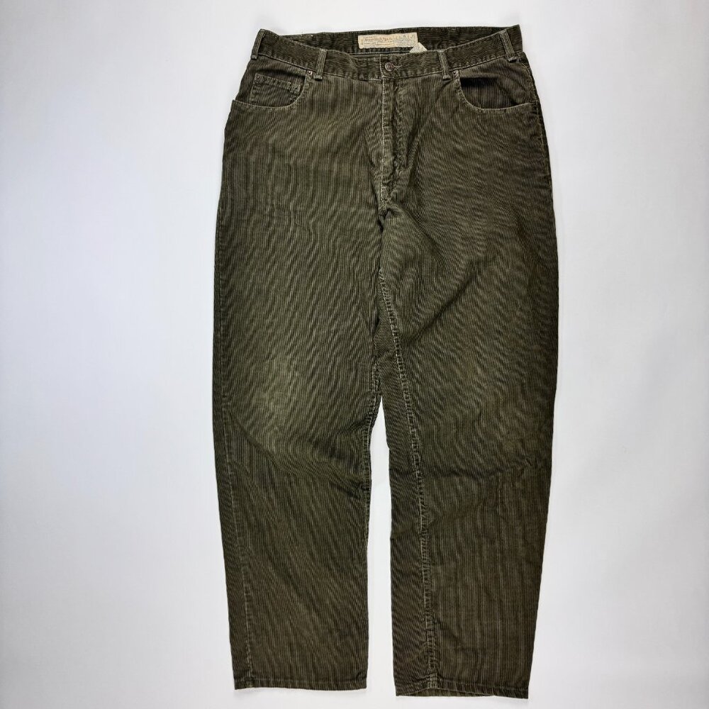 Abercrombie & Fitch Mens 36x32 Green Corduroy Pants Made in USA VTG